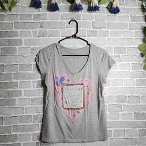 Mother V-Neck Glittery Gray Americana Graphic Tee Size L